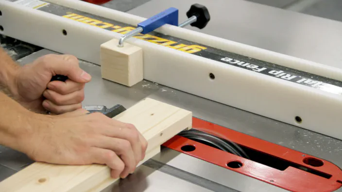 A table saw dado blade is used to cut a lap joint.