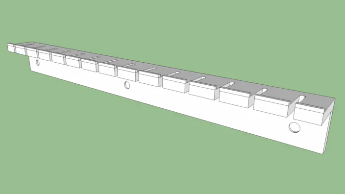 A Sketchup rendering of a clamp rack.
