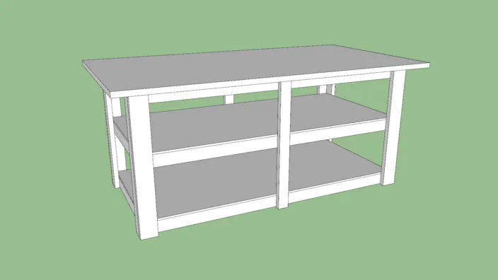 A Sketchup rendering of the workbench.